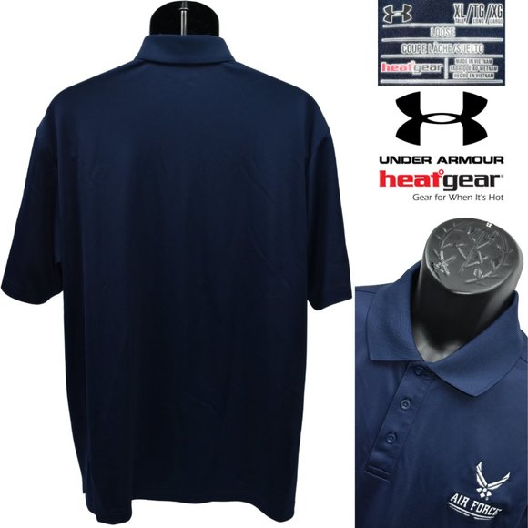 Under Armour XLT Performance Polo S/S Midnight Navy Blue "Air Force" Embroidered - Picture 5 of 8